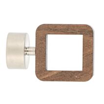 Embout de barre à rideaux carré ajouré Ø35 à visser chêne foncé - INVENTIV