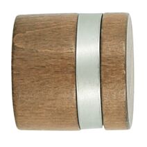 Lot de 2 embouts de barre à rideaux bouchon Ø35 à visser bague métal chêne foncé - INVENTIV