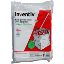 2 Sacs Gravats Tissés Poignées 70x50cm Blanc - INVENTIV
