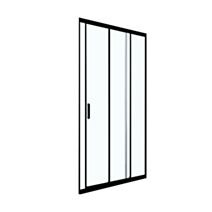Porte douche coulissante 3 volets verre transparent 90cm noir mat - INVENTIV