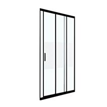 Porte douche coulissante 3 volets verre sérigraphié 90cm noir mat - INVENTIV