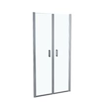 Porte douche 2 battants verre transparent 90cm chromé - INVENTIV