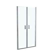 Porte douche 2 battants verre transparent 90cm chromé - INVENTIV