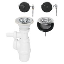 Bonde et siphon pour évier 2 bacs communicants Ø60mm - INVENTIV