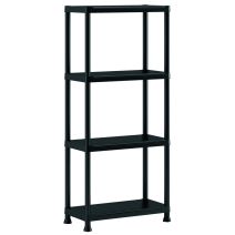 Etagère rangement résine 4 tablettes 135x60x30cm noir - INVENTIV