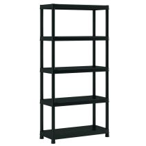 Etagère résine 5 tablettes 182 x 90 x 40 cm noir - INVENTIV