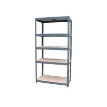 Etagère de rangement bois/métal Galva 5 tablettes 180x90x45cm - INVENTIV