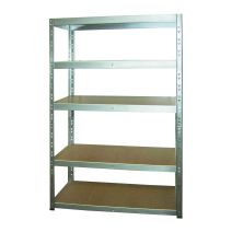 Etagère rangement bois/métal galva 5 tablettes 179X150X50cm - INVENTIV