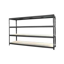 Etagère 4 tablettes métal/bois 185 x 237 x 60 cm noir/naturel - INVENTIV