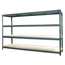 Etagère 4 tablettes métal/bois 185 x 237 x 60 cm noir/naturel - INVENTIV