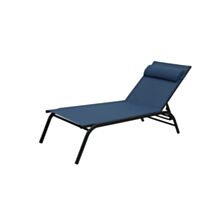 Bain de soleil Altea alu/textilène bleu 194xP.59,5xH.35cm - INVENTIV