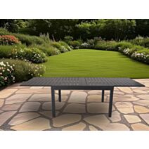 Table de jardin extensible AURORE en aluminium coloris gris anthracite - 6 à 10 personnes