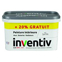 Peinture multisupport Blanc satin 2,5L+0,5L gratuit - INVENTIV