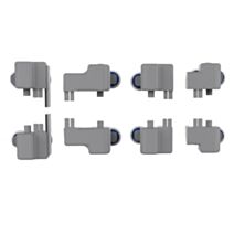 8 Roulettes Gris Plastique Double Haut et Bas - INVENTIV