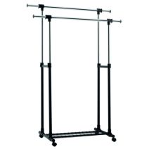 Portant double extensible métal noir H.172x107x51cm - INVENTIV    