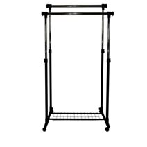 Portant double extensible métal noir H.172x107x51cm - INVENTIV