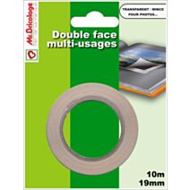 Adhésif moquette double face multi-usages transparent 10mx19mm - B RESIST