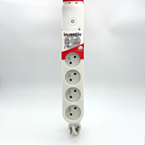 Multiprise 5 Prises 2P+T 16A Interrupteur 2 USB 1,50m Blanc - INVENTIV