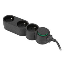 Multiprise 3 Prises 16A 1,5m Noir - INVENTIV