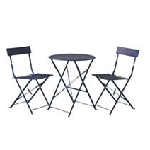 Salon de jardin Peps Acier Bleu Caraïbes 60x60x74cm - INVENTIV