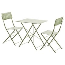 Salon de jardin Set Bistro Zest Acier Vert Cactus 70x70x70cm - INVENTIV