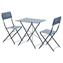 Salon de jardin Set Bistro Zest Acier Bleu Caraïbes 70x70x70cm - INVENTIV