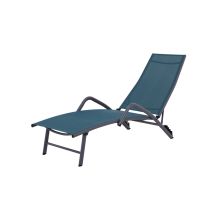 Bain de soleil Cuba 166,5x57,5x87cm acier/textile bleu - INVENTIV