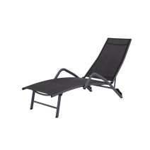 Bain de soleil Cuba 166,5x57,5x87cm acier/textile gris - INVENTIV