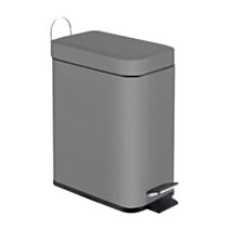 Poubelle salle de bain à pédale Mercure gris mat 5L - INVENTIV
