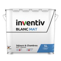 Peinture murs/plafonds bicouche Blanc mat 5L  - INVENTIV