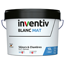 Peinture murs et plafonds Blanc mat 10L  - INVENTIV