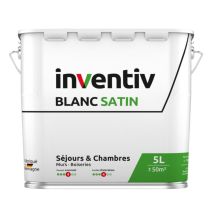 Peinture murs/plafonds bicouche Blanc satin 5L  - INVENTIV