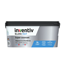 Peinture murs/plafonds super couvrant Blanc mat 5L  - INVENTIV