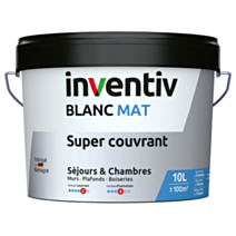 Peinture murs/plafonds super couvrant Blanc mat 10L  - INVENTIV