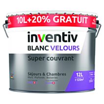 Peinture mur & plafond Super Couvrant Blanc Velours 10L+20% - INVENTIV