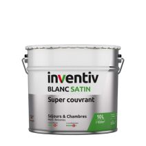 Peinture murs/plafonds super couvrant Blanc satin 10L  - INVENTIV