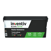 Peinture murs/plafonds haute résistance Blanc satin 2,5L  - INVENTIV