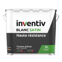 Peinture murs/plafonds haute résistance Blanc satin 5L  - INVENTIV