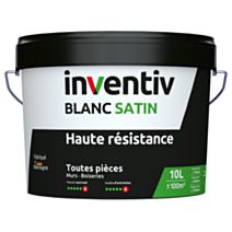 Peinture murs/plafonds haute résistance Blanc satin 10L  - INVENTIV