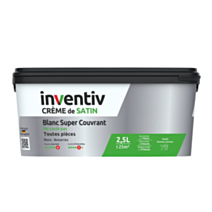 Peinture murs & plafonds crème Blanc satin 2,5L  - INVENTIV