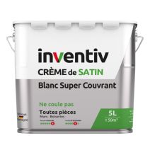 Peinture murs/plafonds crème Blanc satin 5L  - INVENTIV