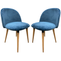 2 chaises en bois Alya velours bleu - INVENTIV