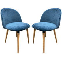 2 chaises en bois Alya velours bleu - INVENTIV