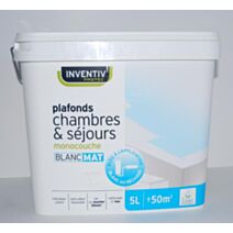 Peinture Plafonds chambres et séjours mat 5L - Blanc - INVENTIV