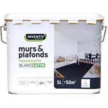 Murs & Plafonds Acrylique Satin Monocouche Blanc 5L - INVENTIV