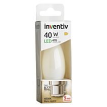 Ampoule Filament LED Flamme Opaque culot B22 470Lm 40W 4000K Blanc neutre - INVENTIV
