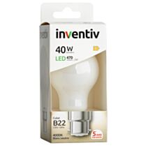 Ampoule Filament LED A60 Opaque culot B22 470Lm 40W 4000K Blanc neutre - INVENTIV