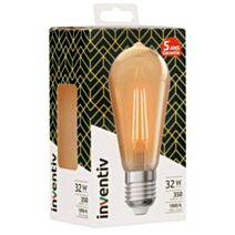 Ampoule Filament LED ST64 Edison E27 350Lm 32W 1800K Blanc chaud - INVENTIV
