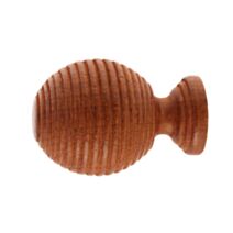 1 embout barre à rideau boule striée Ø28mm merisier - INVENTIV