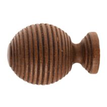 1 embout barre à rideau boule striée Ø28mm chêne - INVENTIV